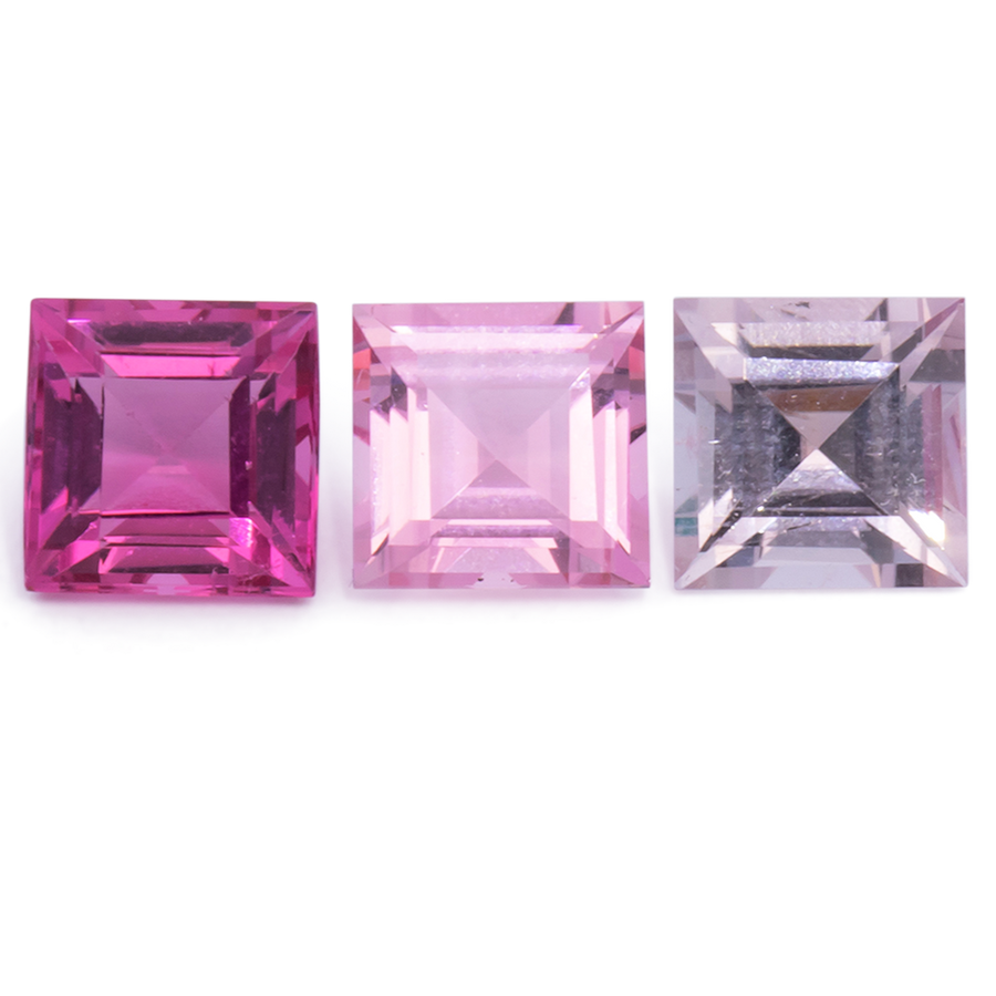 Turmalin im Set - rosa, rechteck, 5x5 mm, 1.83 ct, Nr. SET99071