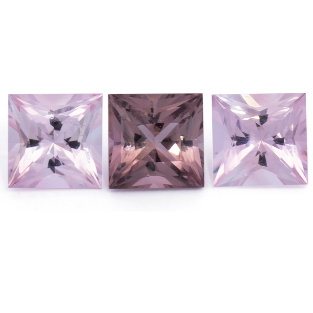 Turmalin im Set - rosa, rechteck, 5x5 mm, 1.81 ct, Nr. SET99072