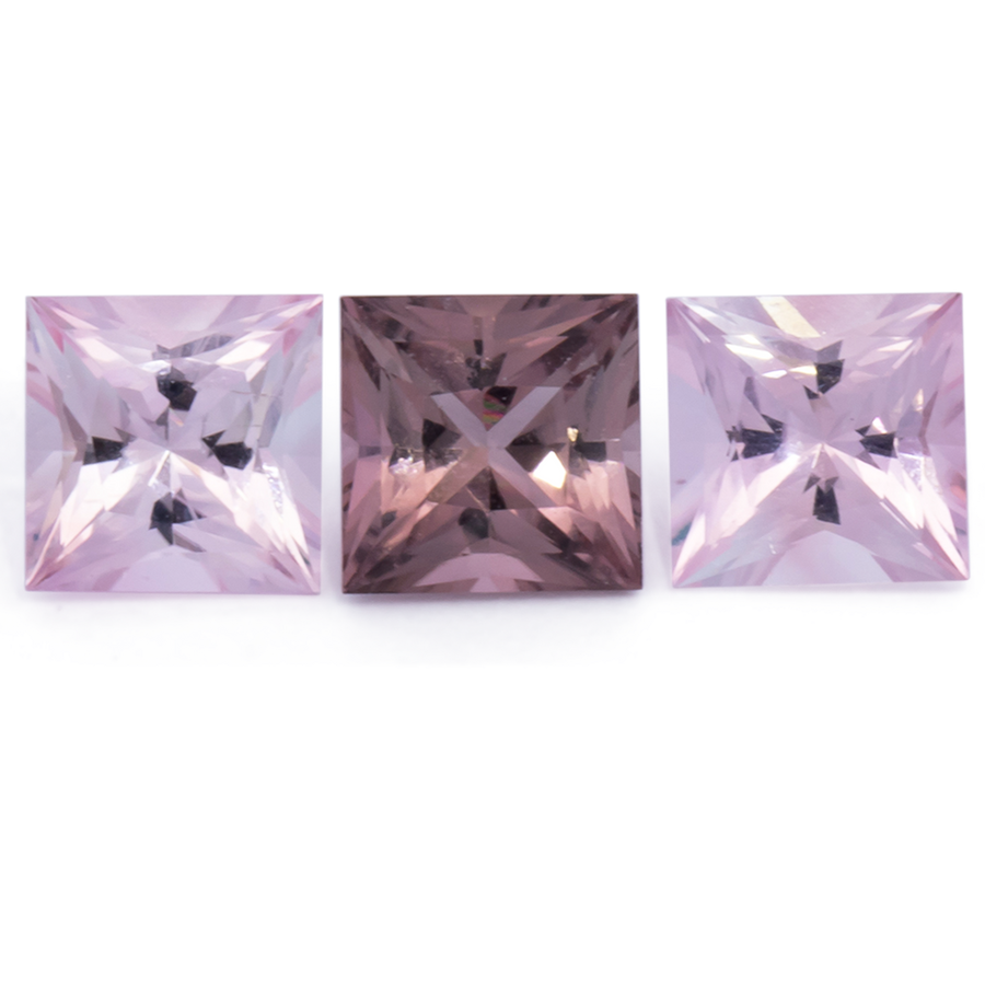 Turmalin im Set - rosa, rechteck, 5x5 mm, 1.81 ct, Nr. SET99072