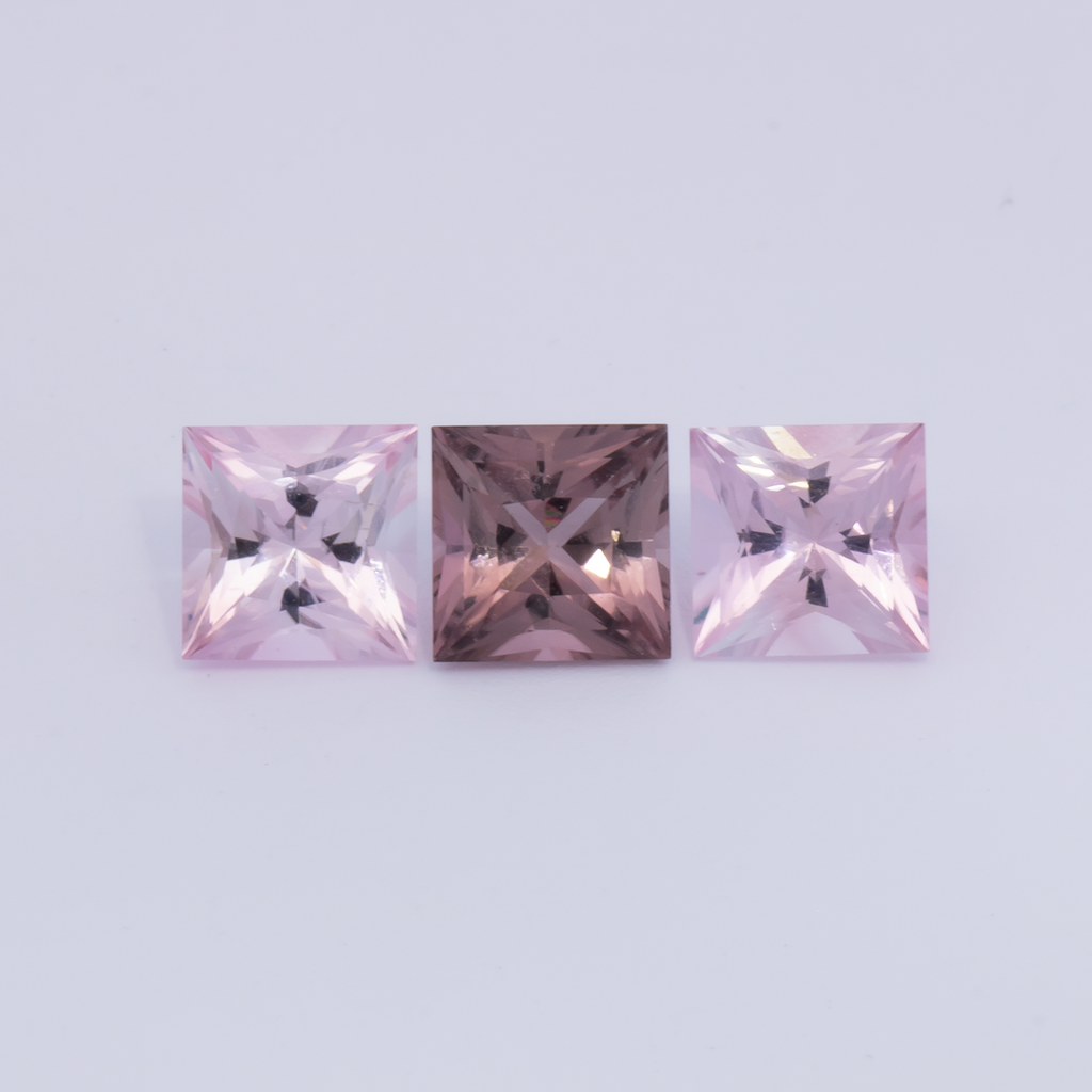 Turmalin im Set - rosa, rechteck, 5x5 mm, 1.81 ct, Nr. SET99072