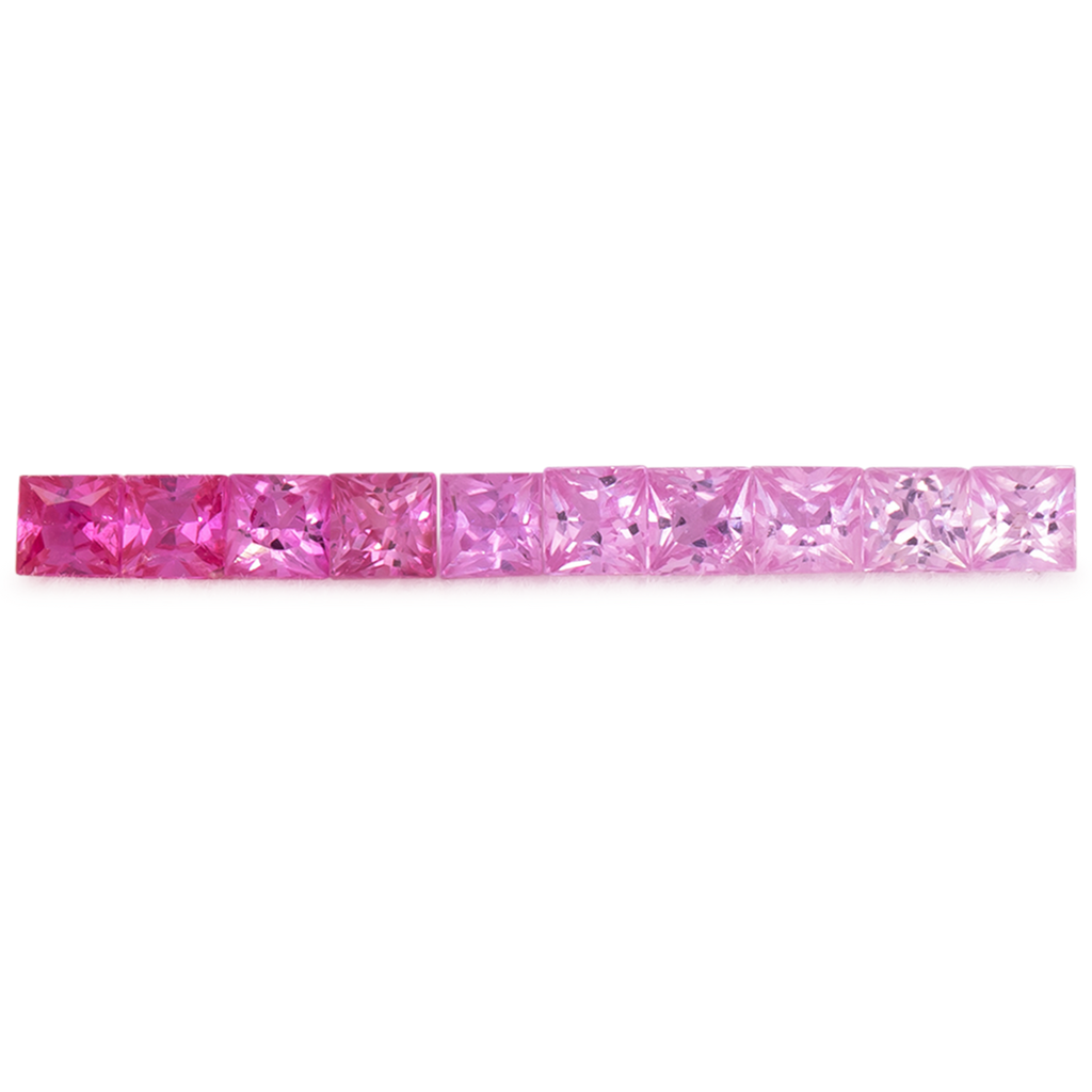 Sapphire Set - light pink, rectangle, 2.3x2.3 mm, 0.92 ct, No. SET99075