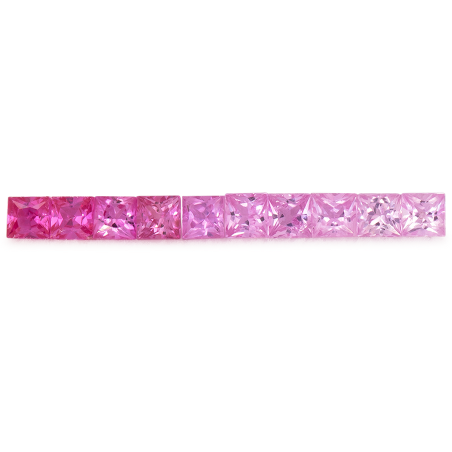 Saphir im Set - rosa, rechteck, 2.3x2.3 mm, 0.92 ct, Nr. SET99075