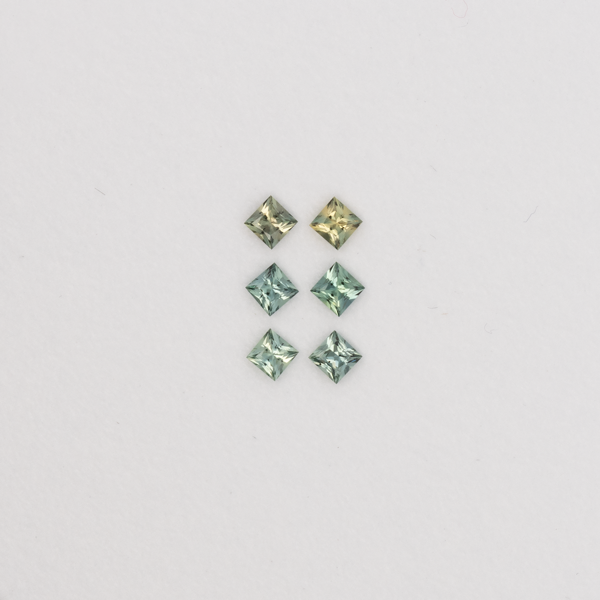 Tourmaline Set - green, rectangle, 3.0x3.0 & 3.0x3.0 & 2.9x2.9 mm, 1.02 ct, No. SET99085
