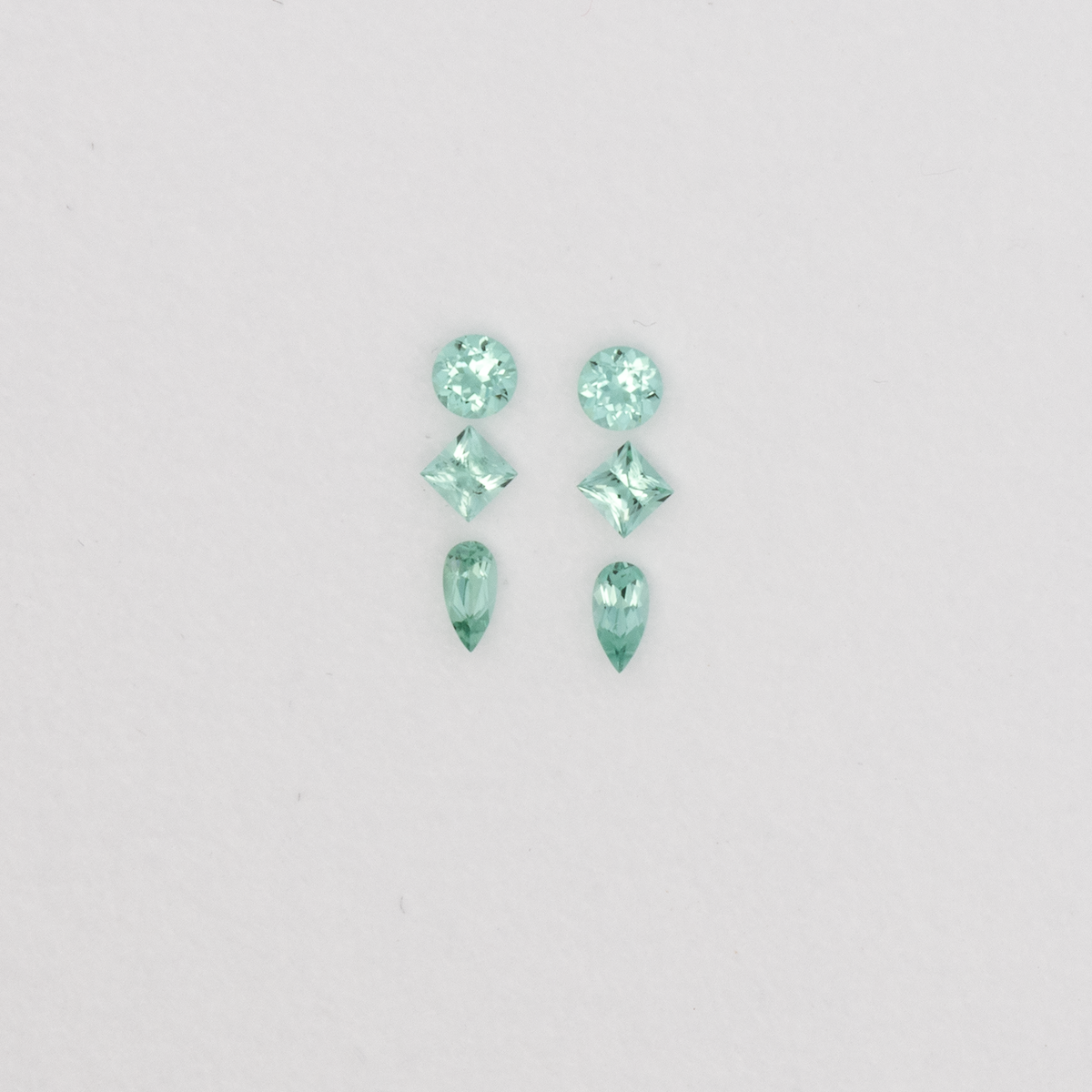 Turmalin im Set - blau & grün, rund & birnform & rechteck, 3.0x3.0 & 2.5x2.5 & 4.0x2.0 mm, 0.51 ct, Nr. SET99087