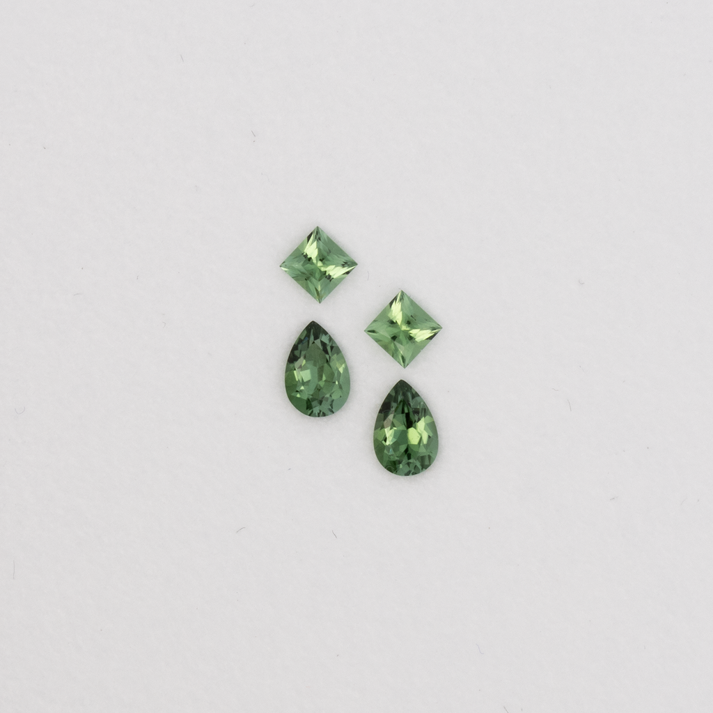 Tourmaline Set - green, pear & rectangle, 3.5x3.5 & 6.0x4.0 mm, 1.10 ct, No. SET99088