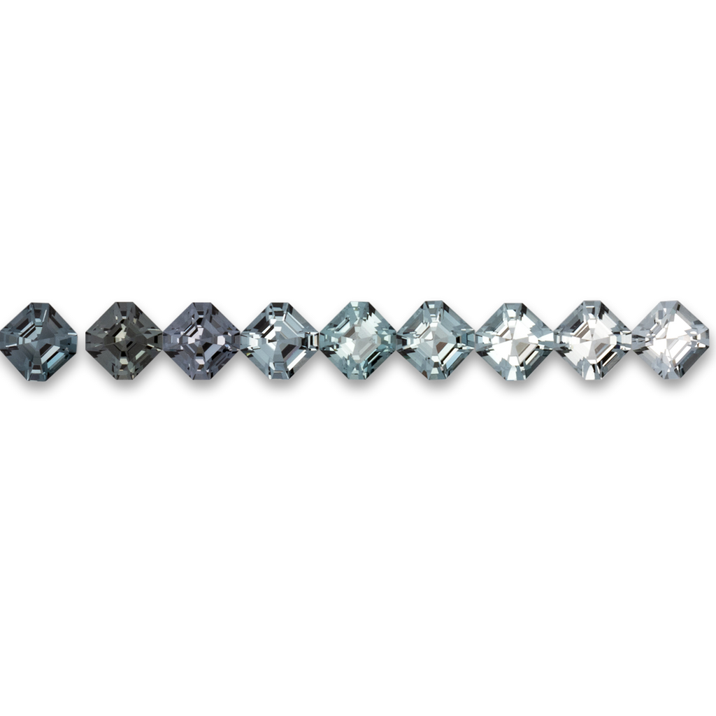 Spinell im Set - grau, asscher, 4.0x4.0 mm, 3.21 ct, Nr. SET99093