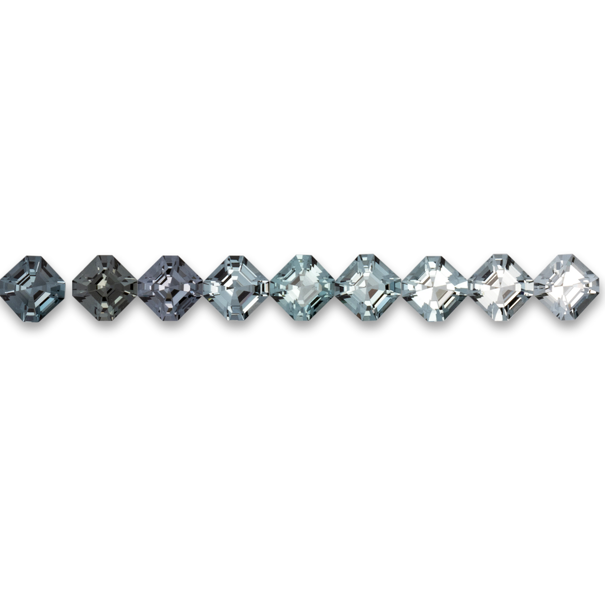 Spinell im Set - grau, asscher, 4.0x4.0 mm, 3.21 ct, Nr. SET99093