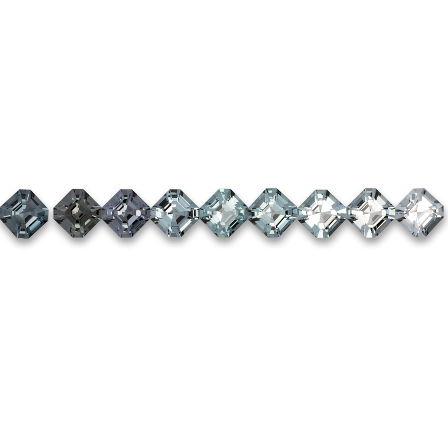 Spinell im Set - grau, asscher, 4.0x4.0 mm, 3.21 ct, Nr. SET99093