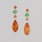 Tsavorit, Mandarin Granat im Set - orange & grün, fancy & rund & asscher, 14.4x6.1 mm, 7.48 ct, Nr. SET99094