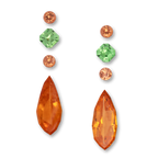 Tsavorit, Mandarin Granat im Set - orange & grün, fancy & rund & asscher, 14.4x6.1 mm, 7.48 ct, Nr. SET99094