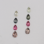 Turmalin im Set - gelb & grau & pink & braun, birnform, 7.0x5.0 mm, 3.34 ct, Nr. SET99099