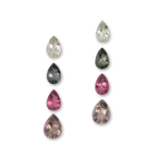 Turmalin im Set - gelb & grau & pink & braun, birnform, 7.0x5.0 mm, 3.34 ct, Nr. SET99099