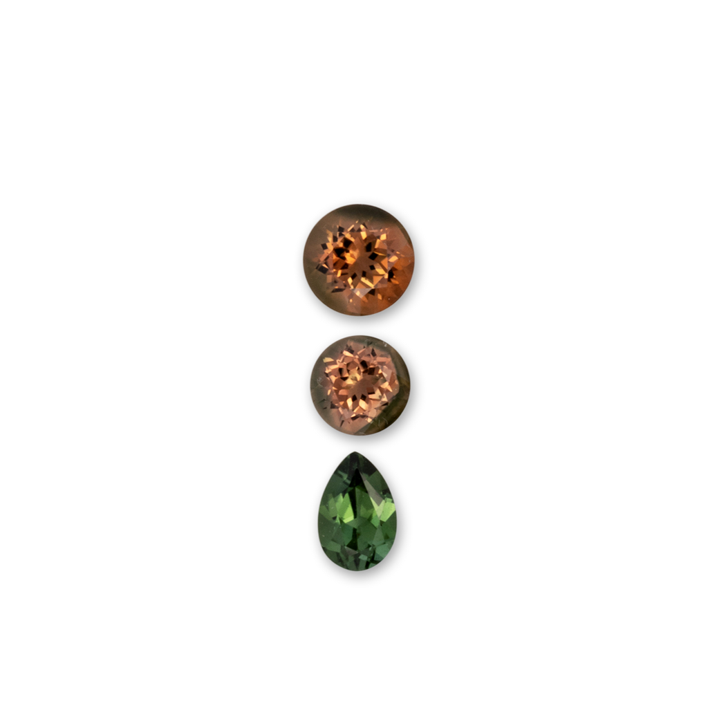 Turmalin im Set - grün & apricot, rund & birnform, 5.5x5.5 mm, 1.56 ct, Nr. SET99105