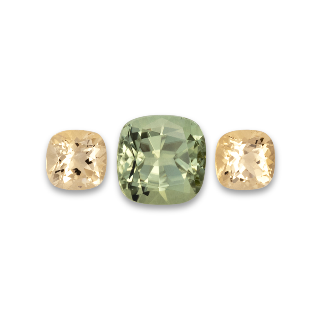 Beryll,Turmalin im Set - grün & gelb, antik, 9.2x9.2 mm, 5.45 ct, Nr. SET99104