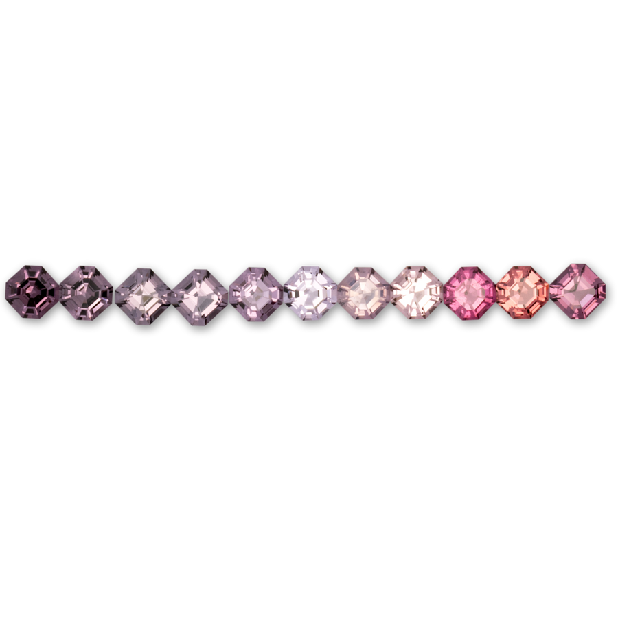 Spinell im Set - rosa & lila, asscher, 4.0x4.0 mm, 3.90 ct, Nr. SET99102