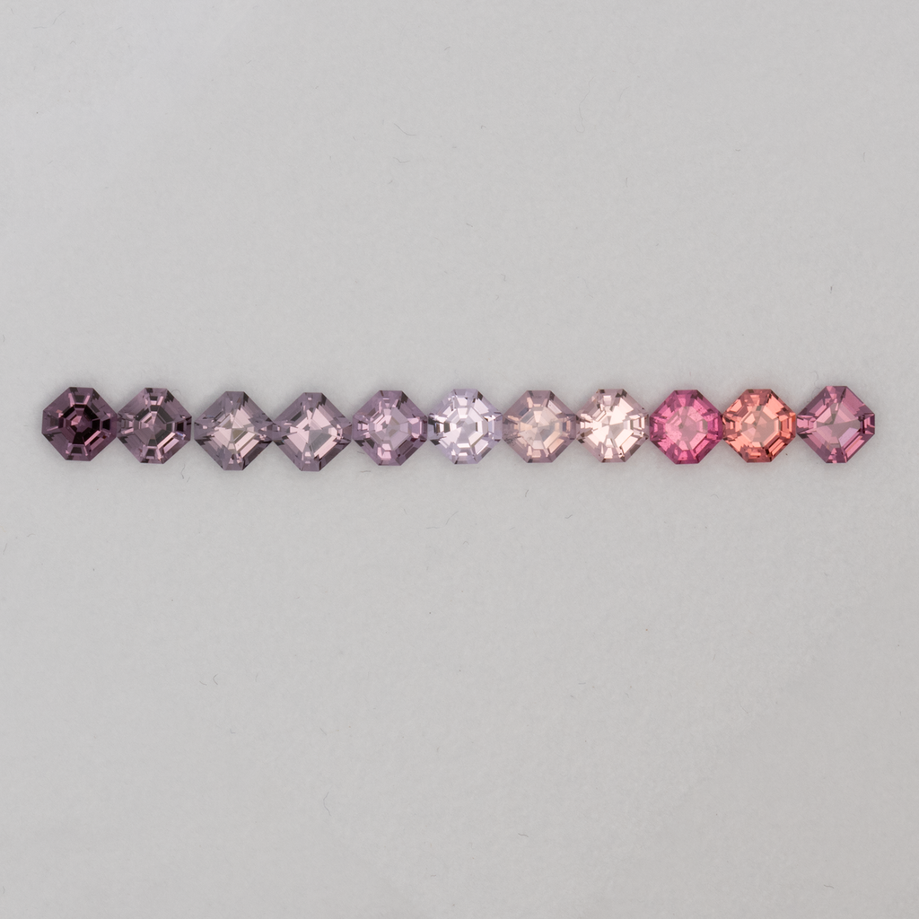 Spinel Set - light pink & purple, asscher, 4.0x4.0 mm, 3.90 ct, No. SET99102