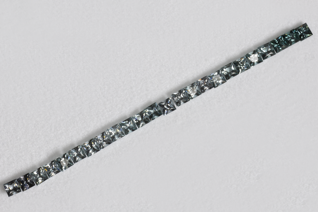 Spinell im Set - grau, rechteck, 3x3 mm, 3.46 ct, Nr. SET99106