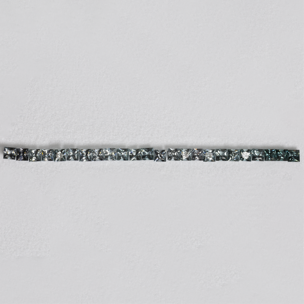 Spinell im Set - grau, rechteck, 3x3 mm, 3.46 ct, Nr. SET99106