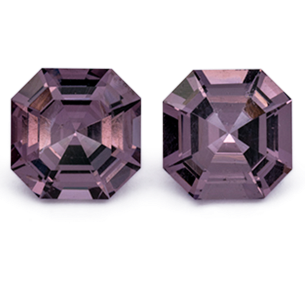 Spinel Pair - purple, asscher, 4.5x4.5 mm, 0.83 ct, No. SP90104