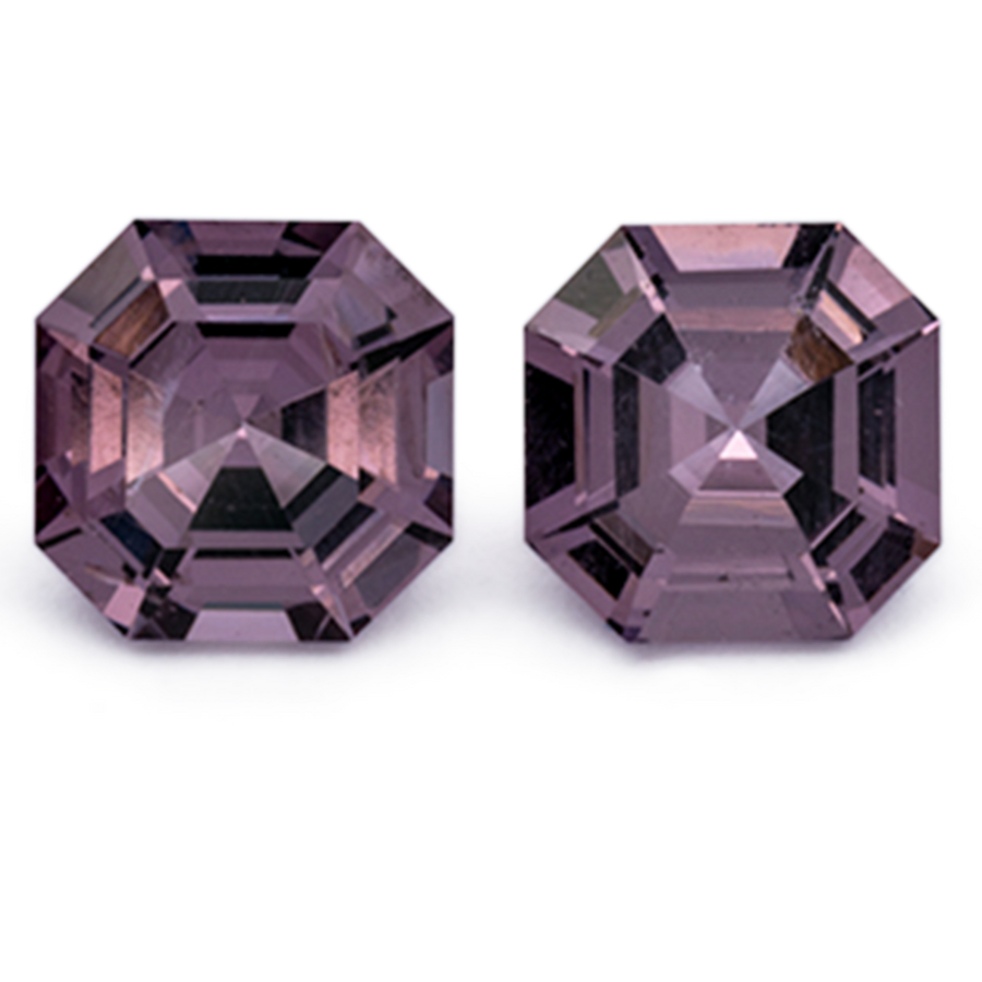 Spinel Pair - purple, asscher, 4.5x4.5 mm, 0.83 ct, No. SP90104