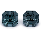 Spinel Pair - gray & blue, asscher, 5x5 mm, 1.3 ct, No. SP90111