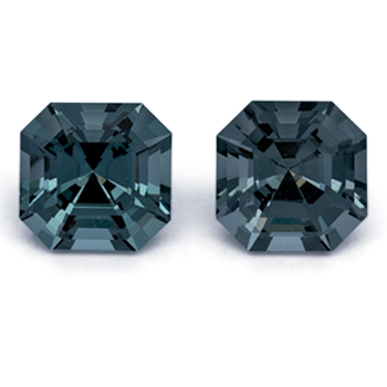 Spinel Pair - gray & blue, asscher, 5x5 mm, 1.3 ct, No. SP90111
