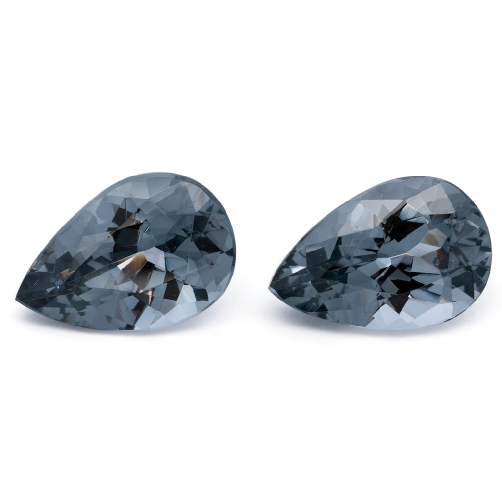 Spinel Pair - gray, pear, 9.1x6.1 mm, 3.13 ct, No. SP90125
