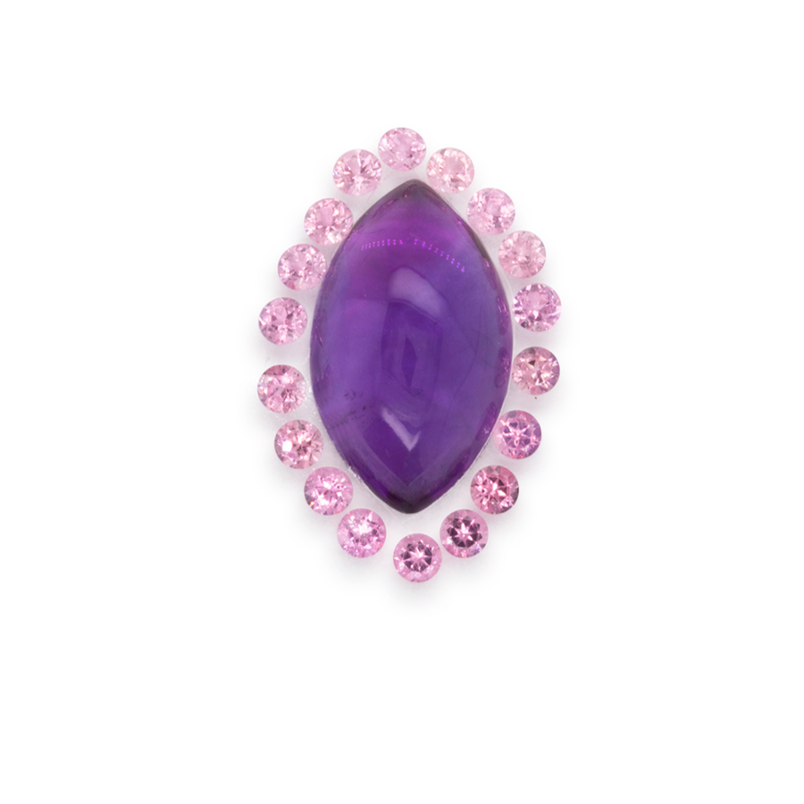Amethyst & Spinell im Set - lila & pink, navette & rund, Nr. SET99029