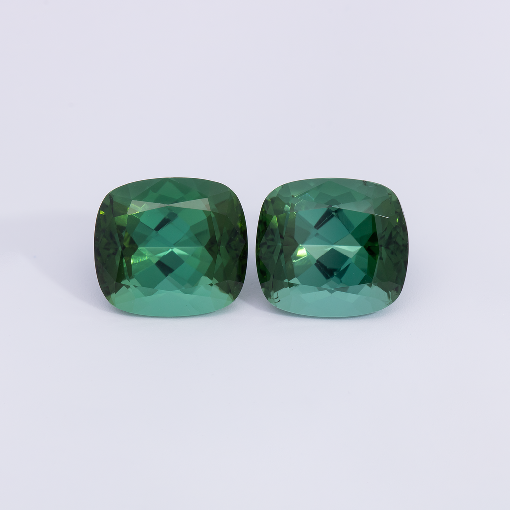 Tourmaline Pair - green, cushion, 10x9 mm, 8.13 ct, No. TR991071