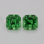 Tsavorite Pair - green, asscher, 4x4 mm, 0.73 ct, No. TS91011