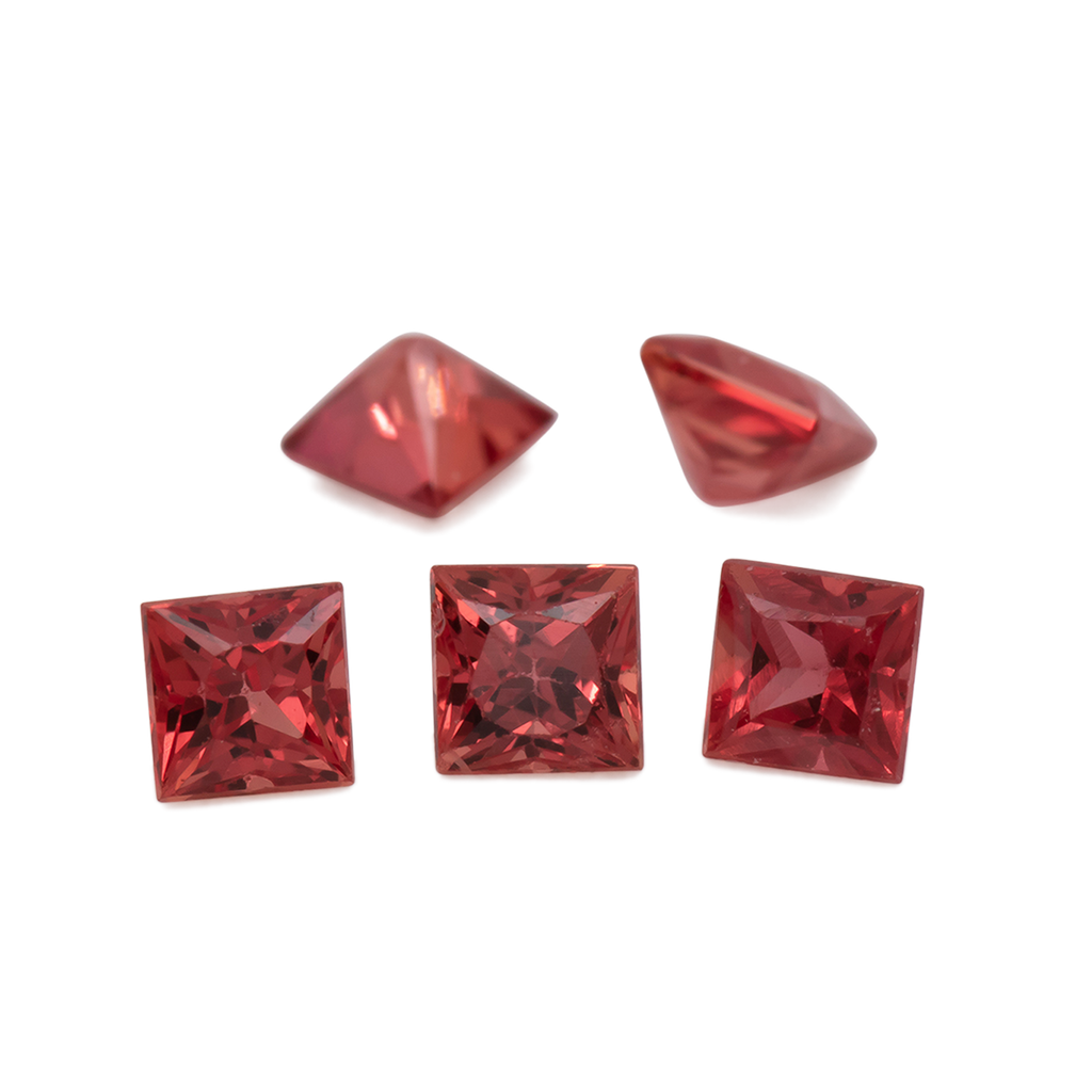 Saphir - rot, rechteck, 2.3x2.3 mm, 0.09 - 0.11 ct, Nr. XSR11249